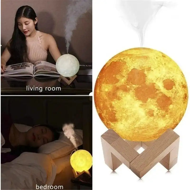 Difuzor Aromaterapie Luna Moon Ultrasunete, Umidificator, 3D, LED