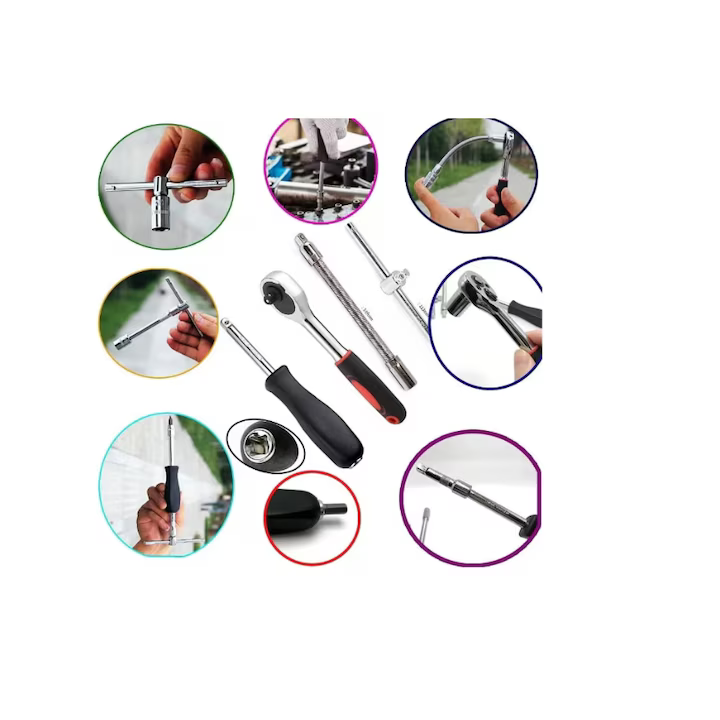 Set Scule Multifuncțional 48 Piese cu Biți, Chei, Clichet și Cutie Turnată