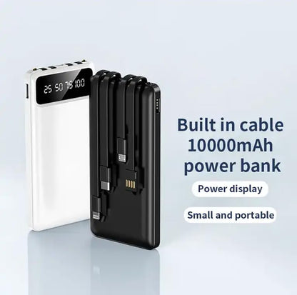Power Bank/baterie de 10000 mAh cu 4 cabluri de încărcare integrate