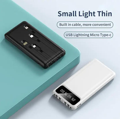 Power Bank/baterie de 10000 mAh cu 4 cabluri de încărcare integrate