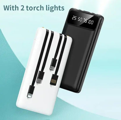 Power Bank/baterie de 10000 mAh cu 4 cabluri de încărcare integrate
