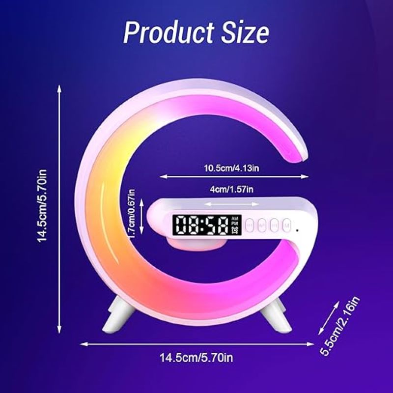 Boxa 3 in 1 Multifunctionala – Ceas desteptator LED cu Incarcarcator Wireless telefon, Bluetooth, Lumini RGB Ambiante, Mini G63