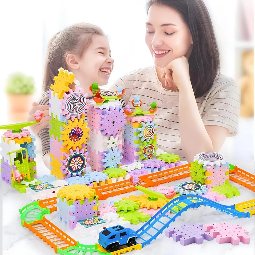 Set de Constructie cu 203 Piese si Masinuta Electrica