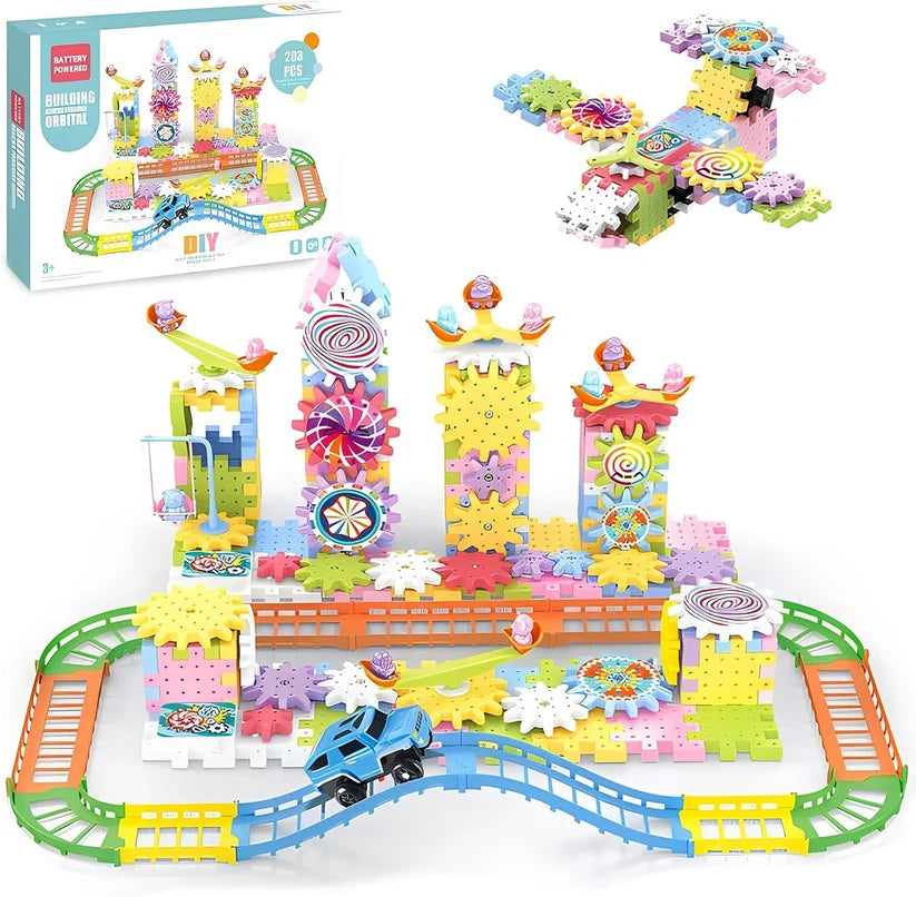 Set de Constructie cu 203 Piese si Masinuta Electrica