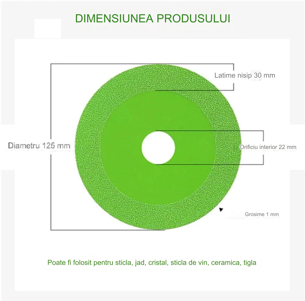 🔥OFERTA 1+1! Cumperi 1 si Primesti 2🔥Disc diamantat pentru flex, de taiat sticla si cristal,125 latime nisip 30