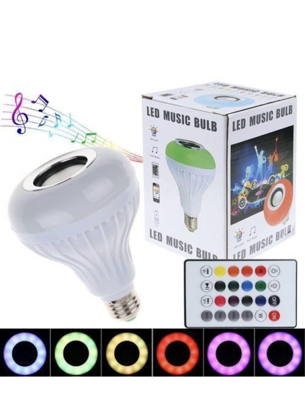 Bec Muzical Inteligent Led, cu Bluetooth, Lumini colorate Telecomanda, si Lumini colorate