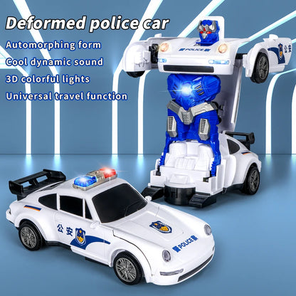 Masina de Politie Transformabila cu Lumini, Sunete si Efect de Fum