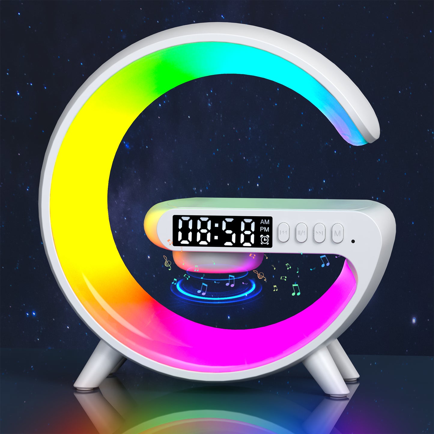 Boxa 3 in 1 Multifunctionala – Ceas desteptator LED cu Incarcarcator Wireless telefon, Bluetooth, Lumini RGB Ambiante, Mini G63