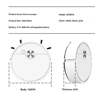Aspirator Robot Inteligent 16cm cu Perii Laterale, Filtru și Încărcare USB Design