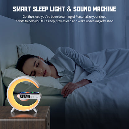 Boxa 3 in 1 Multifunctionala – Ceas desteptator LED cu Incarcarcator Wireless telefon, Bluetooth, Lumini RGB Ambiante, Mini G63