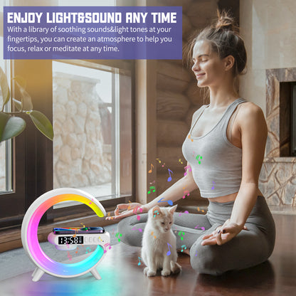 Boxa 3 in 1 Multifunctionala – Ceas desteptator LED cu Incarcarcator Wireless telefon, Bluetooth, Lumini RGB Ambiante, Mini G63