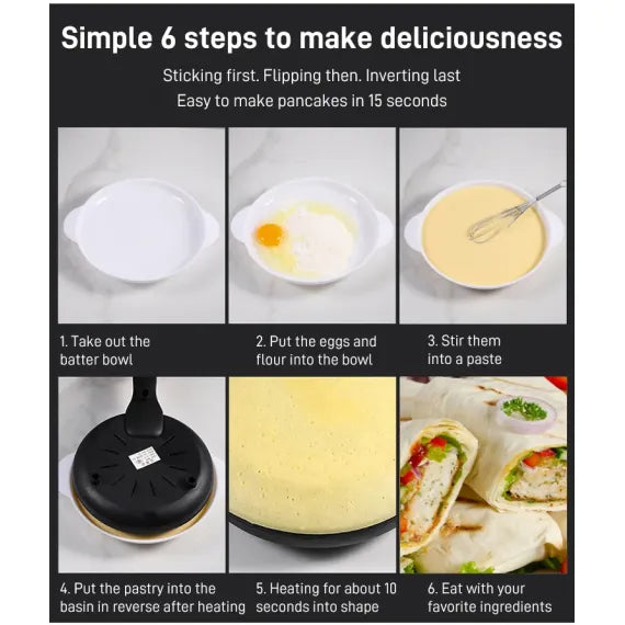 Tigaie electrica pentru clatite, diamentru de 20 cm, putere 600W, suprafata de gatire antiaderenta