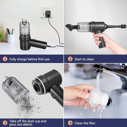 Aspirator Auto Portabil Multifuncțional 3 în 1, 9000Pa