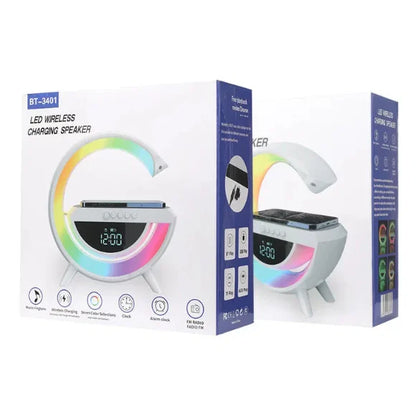 Boxa Bluetooth cu Ceas si Lumină Ambientale și Încărcător Wireless