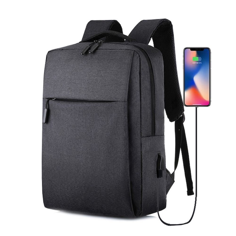 Rucsac pentru laptop portabil, cu port de incarcare USB, Rezistent la apa, Rezistent la zgarieturi, 15.6” Negru