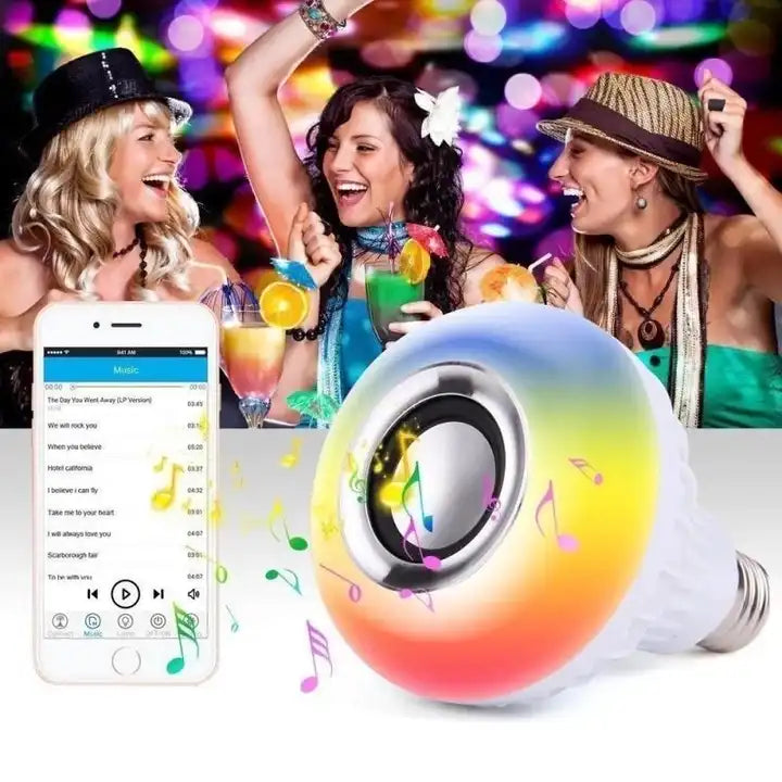 Bec Muzical Inteligent Led, cu Bluetooth, Lumini colorate Telecomanda, si Lumini colorate