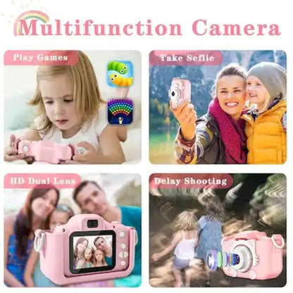 Camera pentru copii, STELS, De la 3 la 10 ani, 1080P, Ecran 2 inchi, 1920x1080, Video, MicroSD, Protectie impotriva caderilor, Roz/Albastru