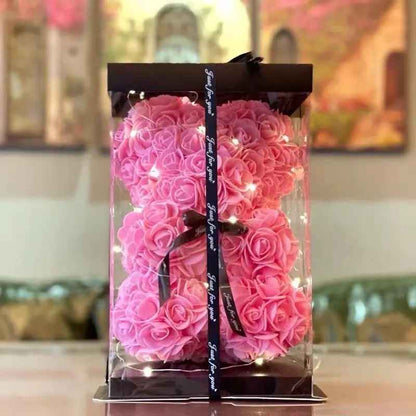 Ursulet din trandafiri de spuma cu iluminare LED