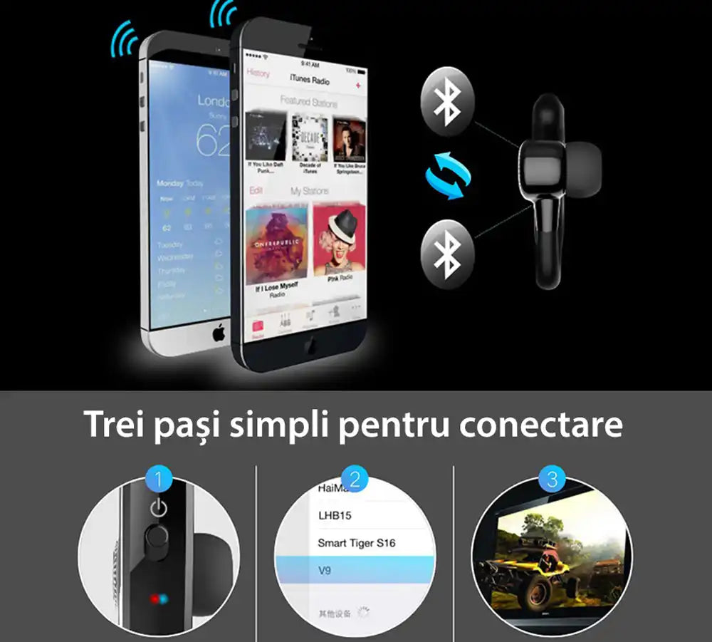 Casca Bluetooth V8, Wireless,