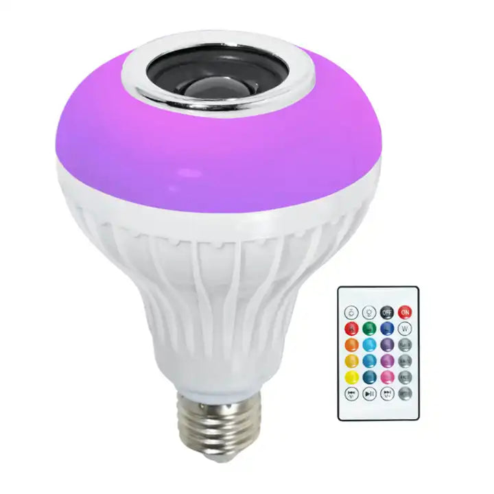 Bec Muzical Inteligent Led, cu Bluetooth, Lumini colorate Telecomanda, si Lumini colorate