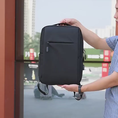 Rucsac pentru laptop portabil, cu port de incarcare USB, Rezistent la apa, Rezistent la zgarieturi, 15.6” Negru