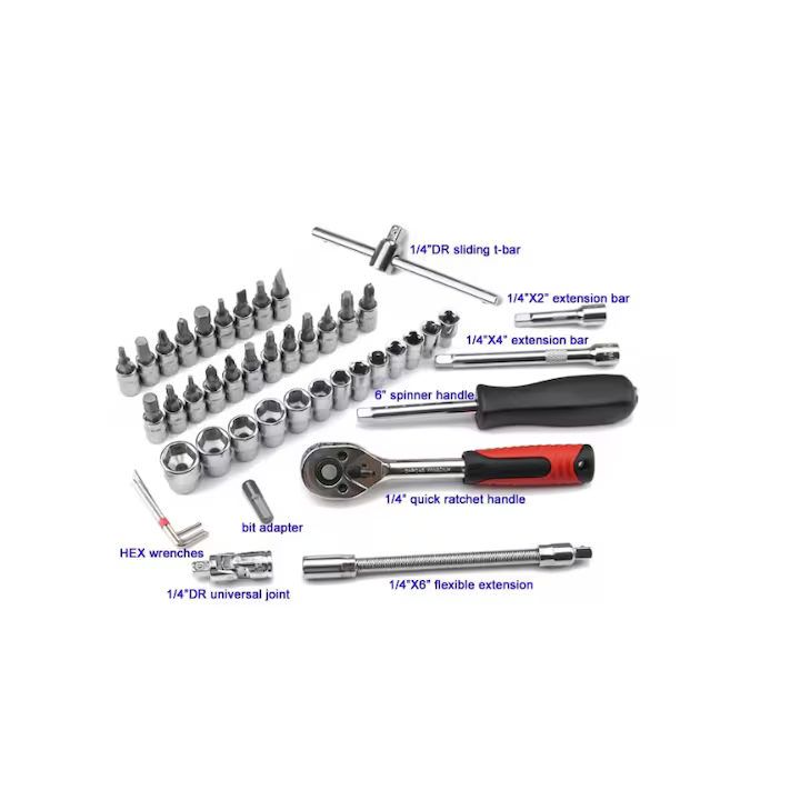 Set Scule Multifuncțional 48 Piese cu Biți, Chei, Clichet și Cutie Turnată