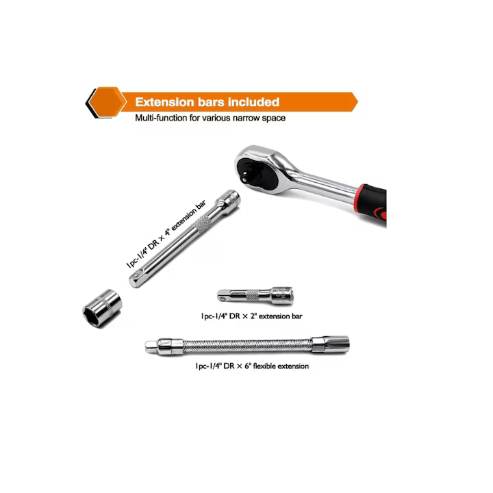 Set Scule Multifuncțional 48 Piese cu Biți, Chei, Clichet și Cutie Turnată